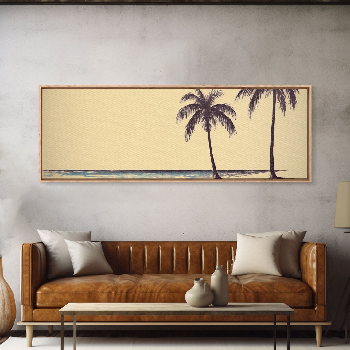 Minimalist Beach Art Print Palm Trees Tropical Beach Wall Art Beach Wall Decor Panoramic Wall Art Print - Image 5