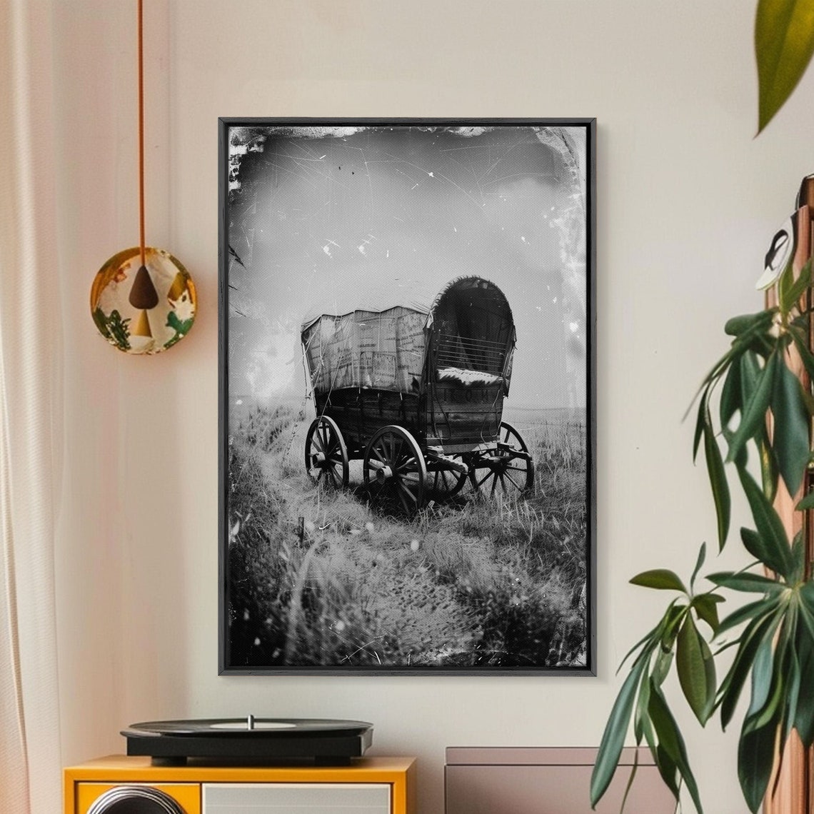 Old West Covered Wagon Sepia Prairie Pioneer Trail Vintage Wall Poster - Image 2