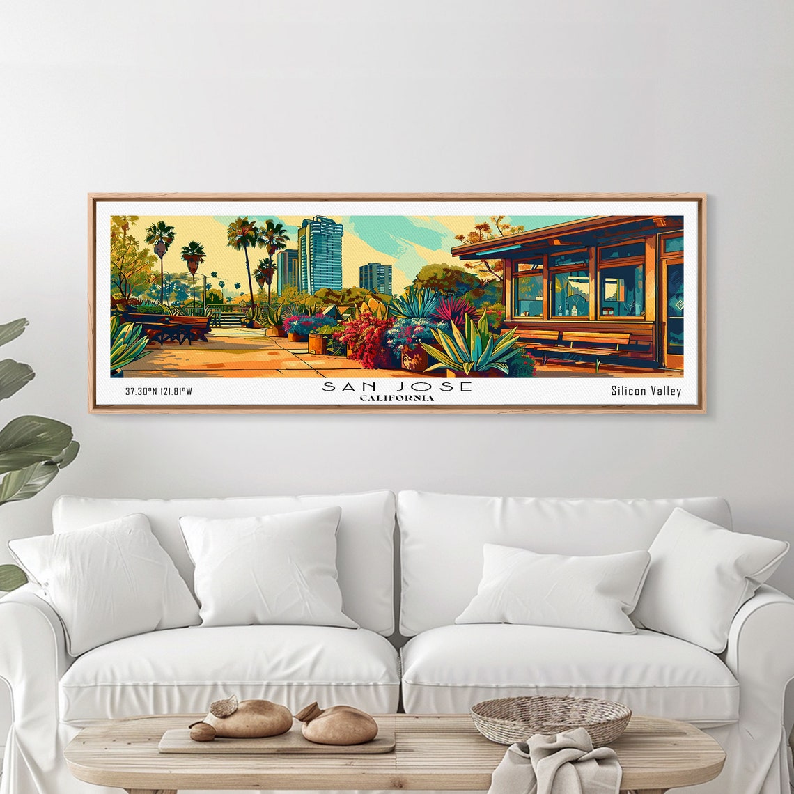 San Jose California Silicon Valley Palm Garden Skyline Travel Poster - Image 4