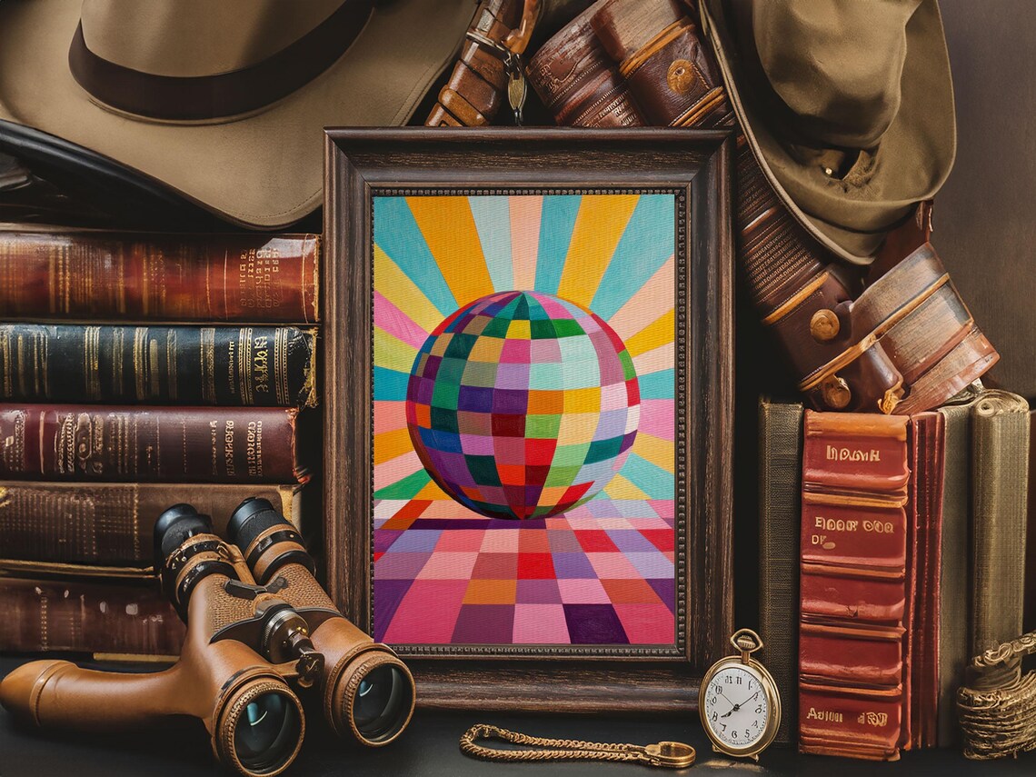 Rainbow Disco Ball Art Print, Abstract by Nuevart - Image 3