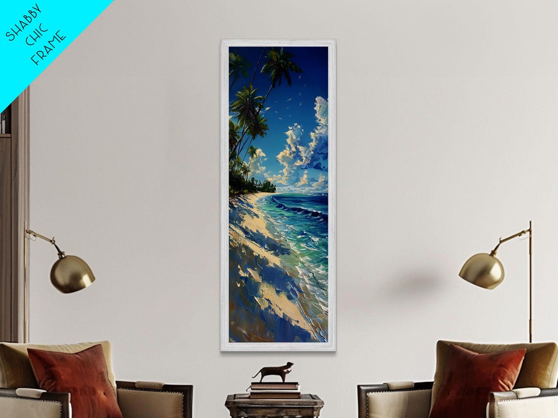 Tropical Beach Paradise With Swaying Palms Boho And Farmhouse Art For Coastal Decor Tall Print In Minimalist Style - Image 6