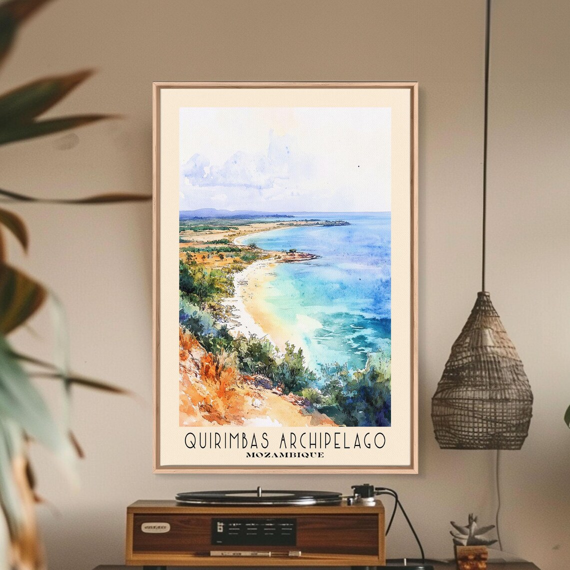 Quirimbas Archipelago Mozambique Turquoise Coast Watercolor Travel Poster - Image 2