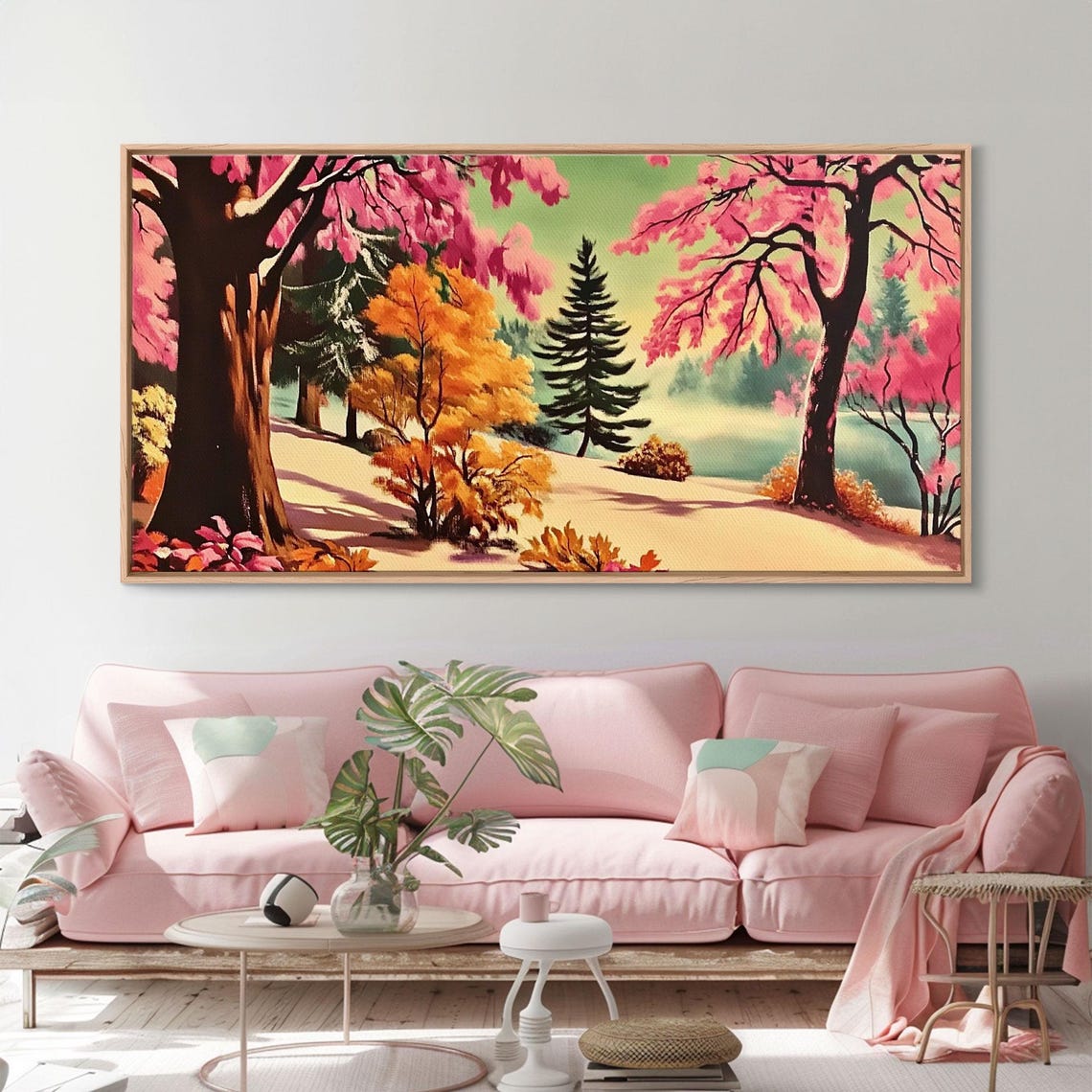 Colorful Autumn Path Pink Orange Trees Vivid Fall Landscape Poster - Image 4