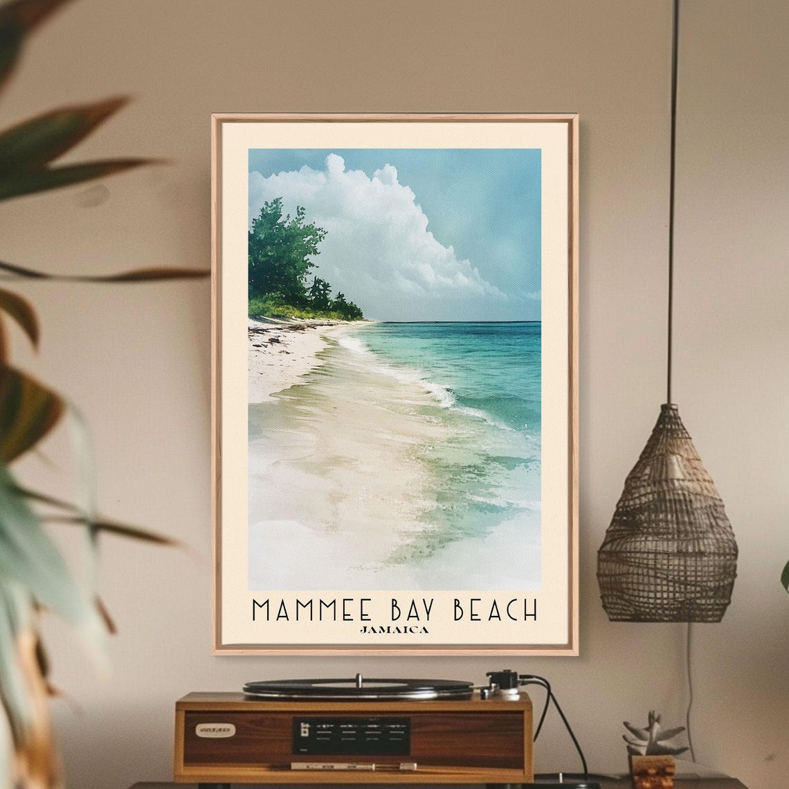 Mammee Bay Beach Jamaica Curved White Sand Lush Palm Coast Poster