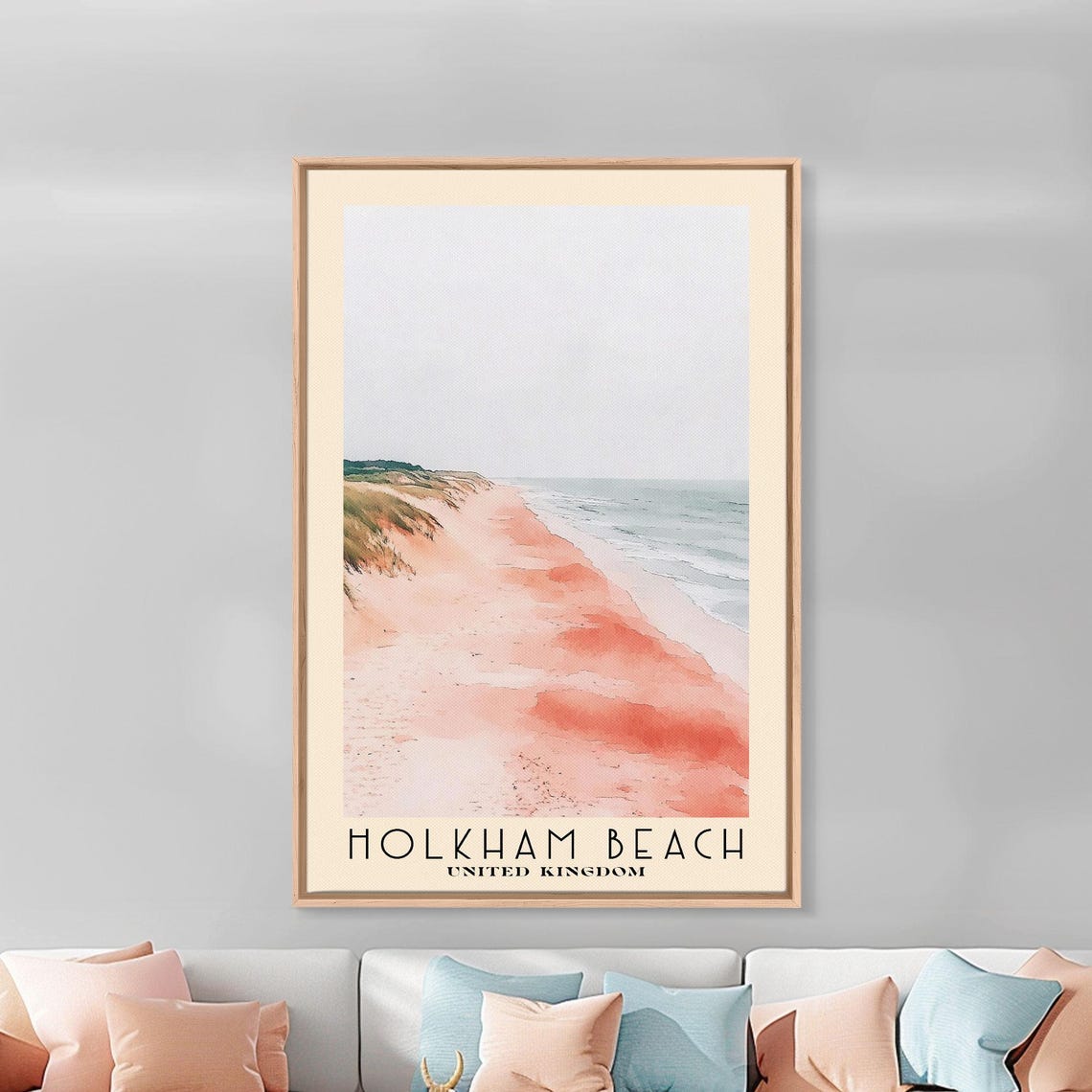 Holkham Beach United Kingdom Pink Sand Dunes Misty Coast Travel Poster - Image 3