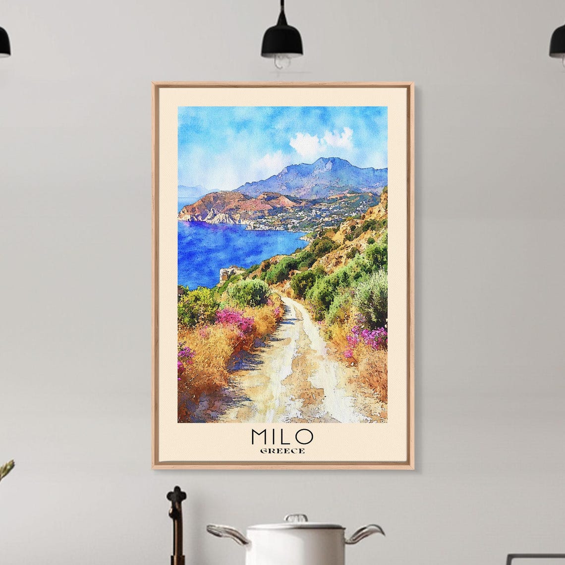 Milo Greece Flower Path Overlooking Blue Bay Mountain View Poster - Image 6