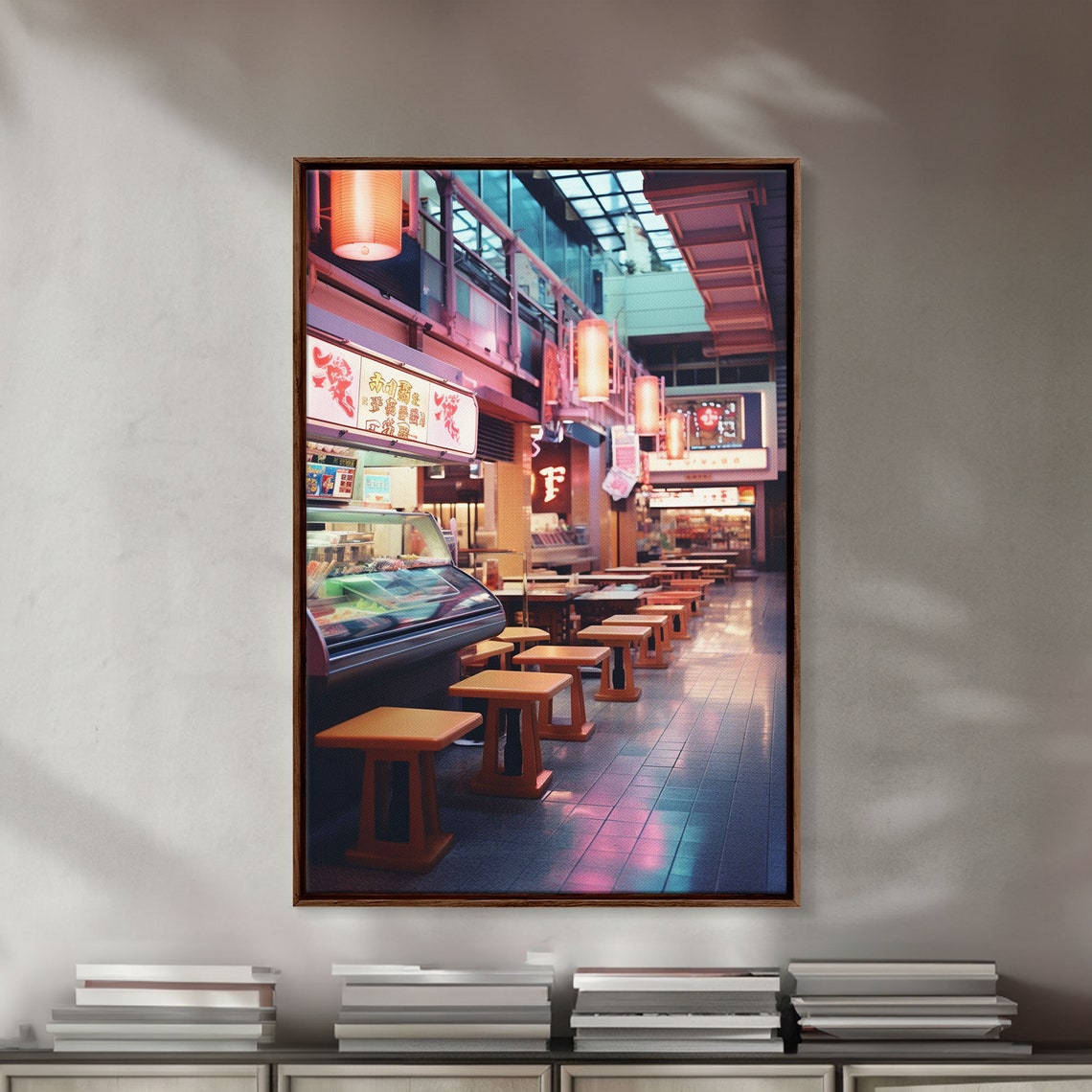 Japanese Restaurant Lantern Lit Interior Night Photography Poster