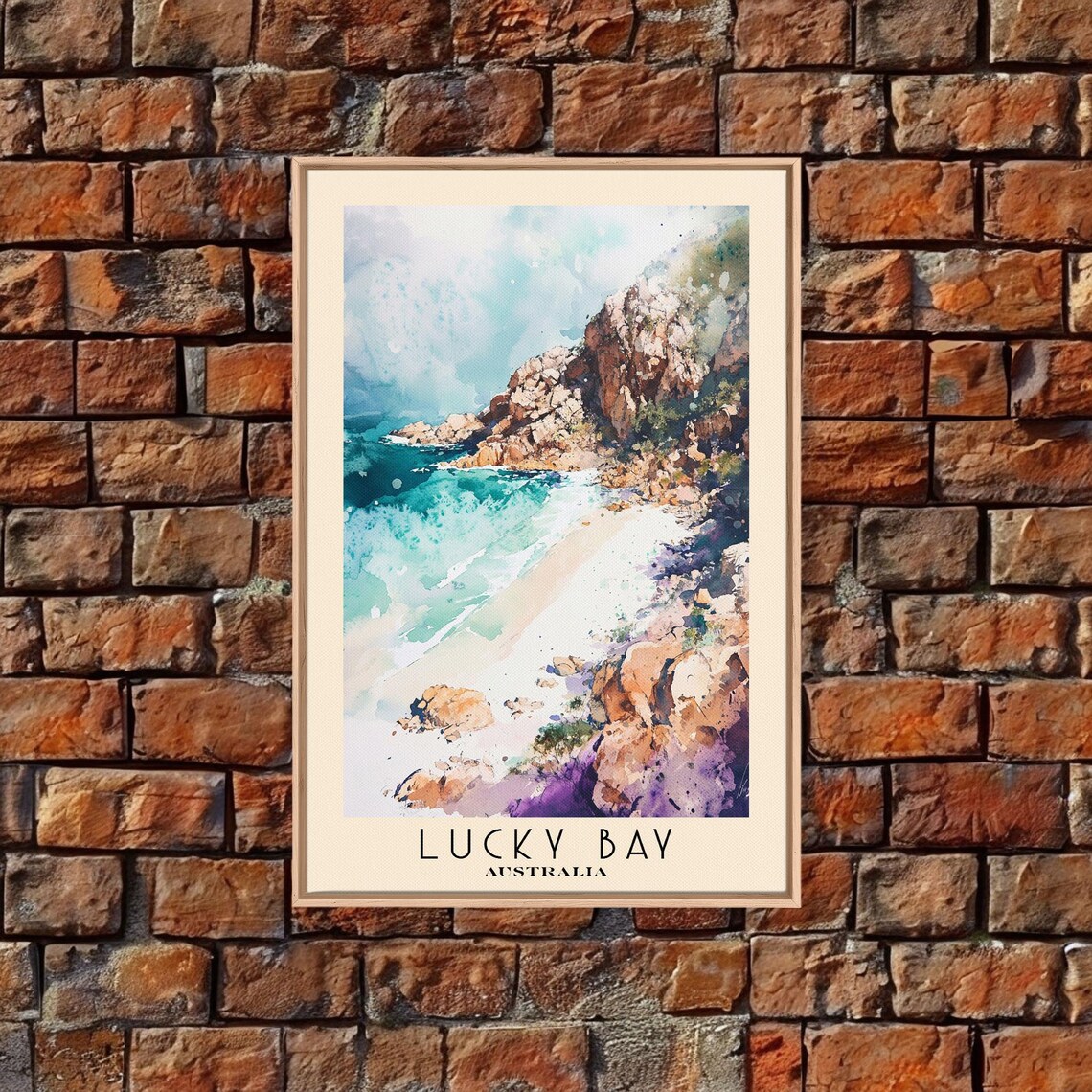 Lucky Bay Australia Rocky Headlands White Sand Surf Watercolor Poster - Image 6