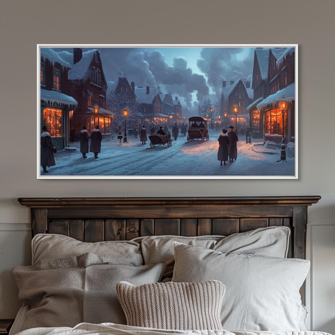 Victorian Winter Street At Dusk With Carriages And Gas Lamps Poster - Image 6