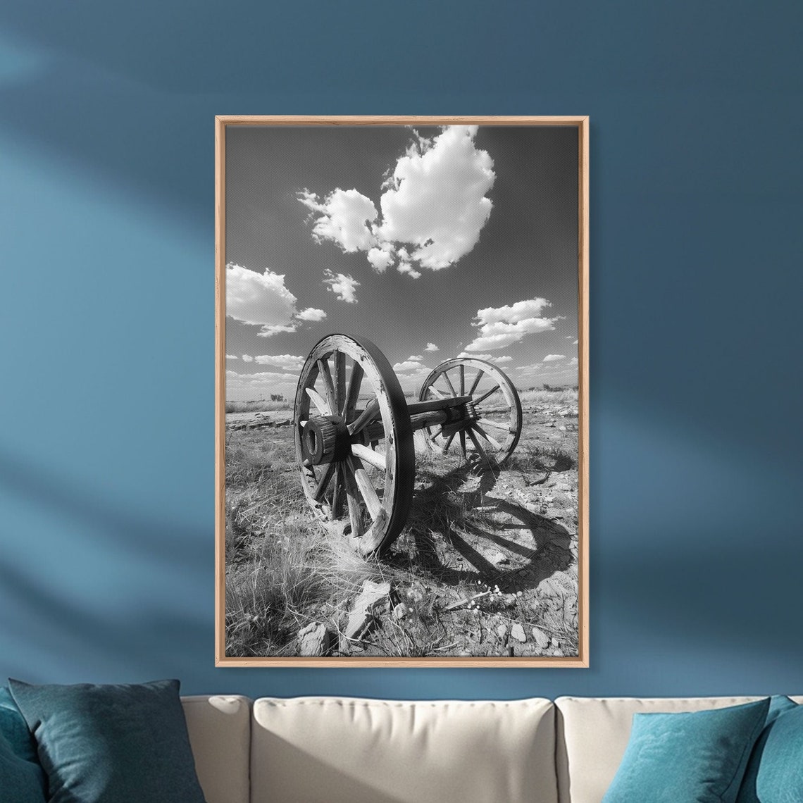 Abandoned Wagon Wheel Black and White Prairie Old West Photo Poster - Image 2