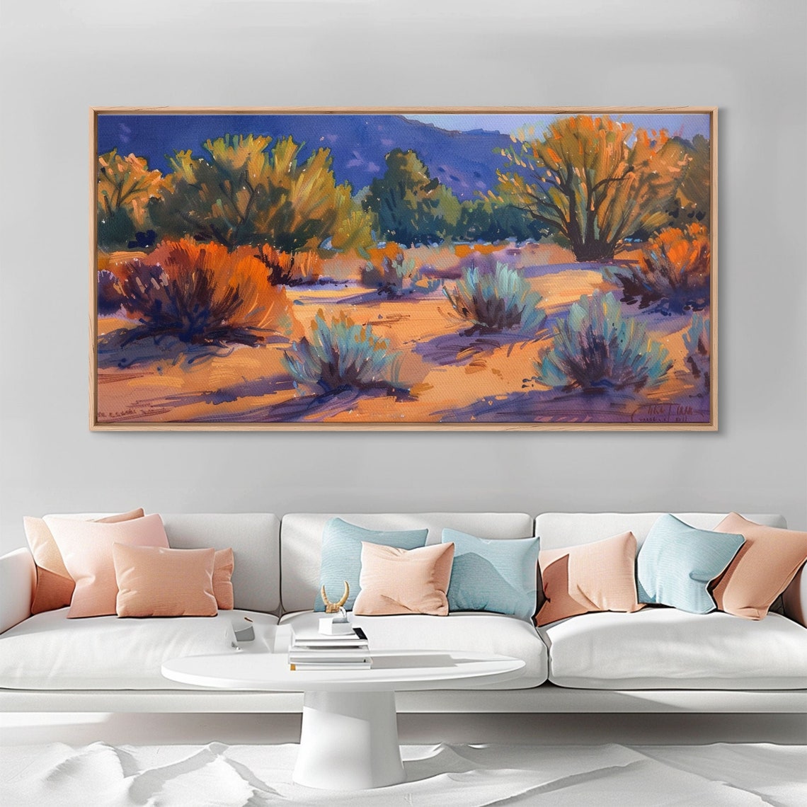 Desert Brush Sunset Golden Dunes Sagebrush Landscape Painting Poster - Image 3
