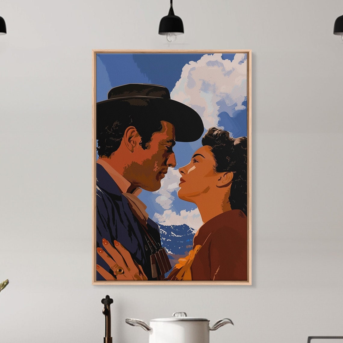 Romantic Western Cowboy Couple Retro Pop Art Love Scene Poster - Image 2
