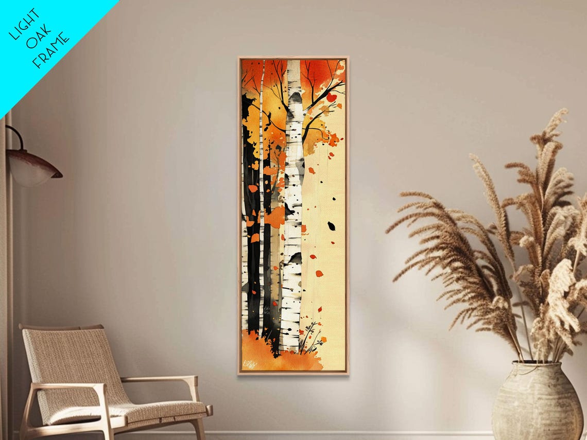 Autumn Birch Forest Path Golden Orange Leaves Cozy Fall Art Poster - Image 5