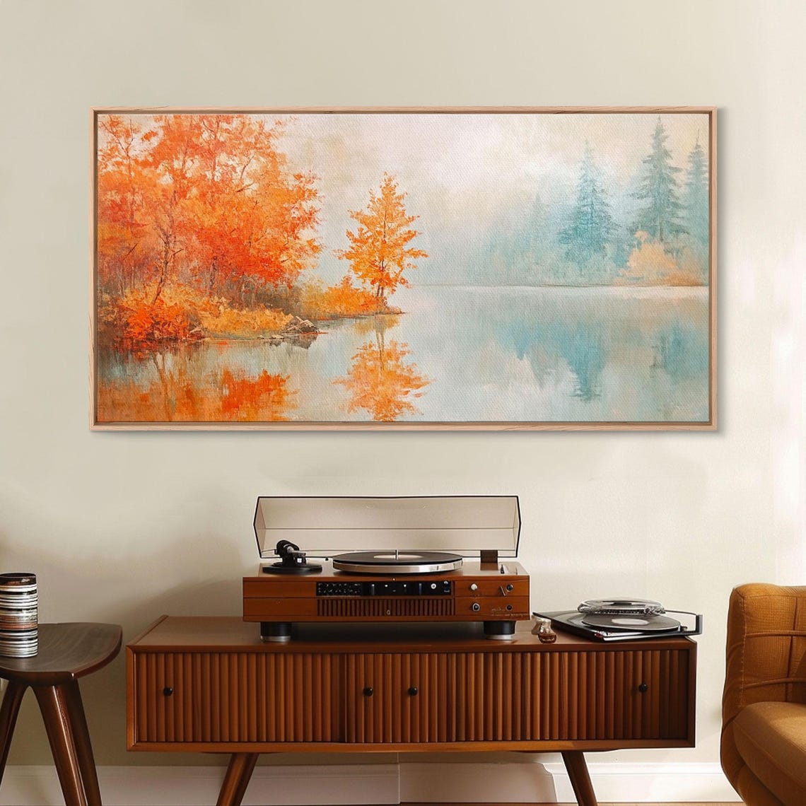 Mid Century Modern Christmas Living Room Tree Snowy View Wall Poster - Image 5