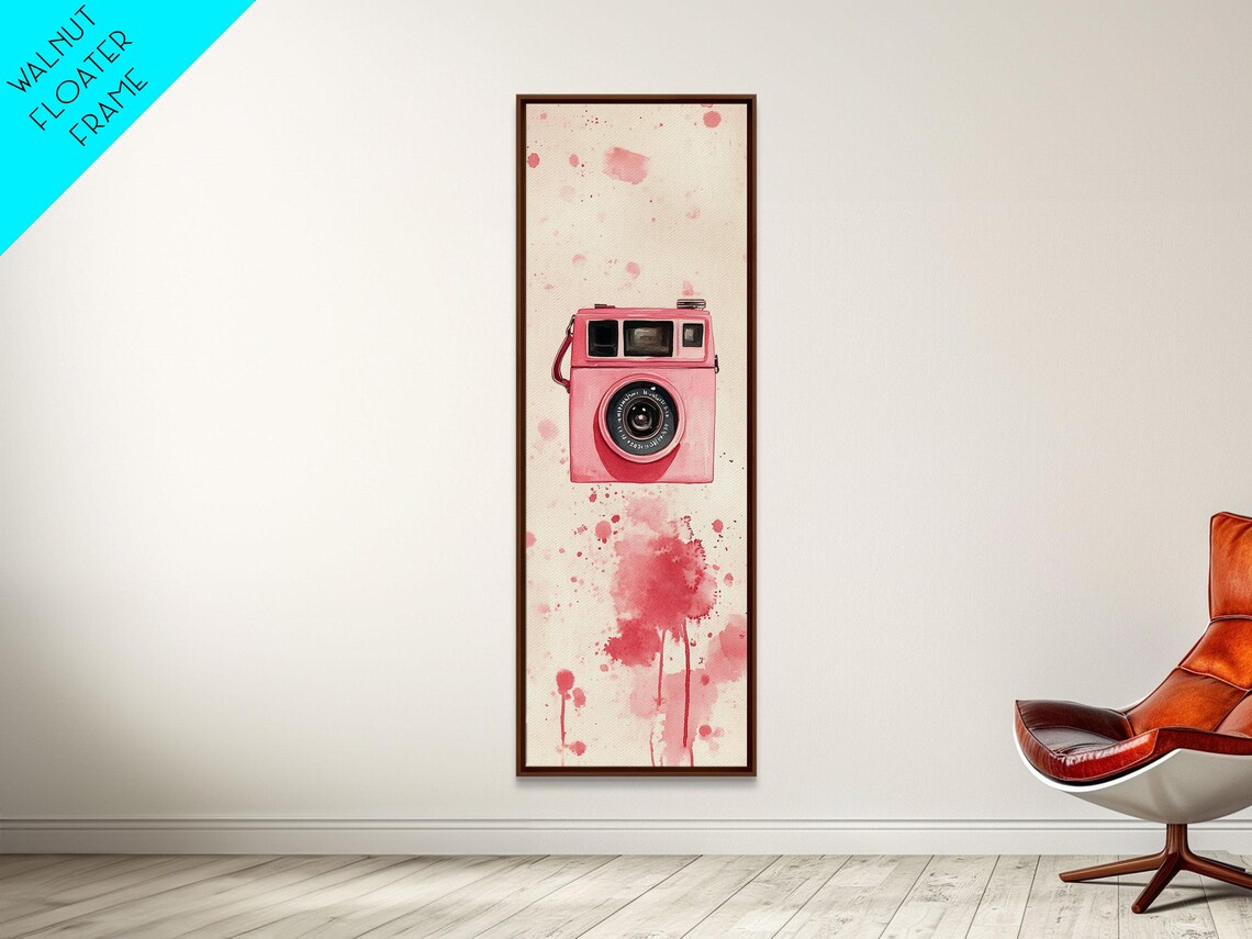 Pink Retro Instant Camera Watercolor Paint Splash Photography Wall Art - Image 5