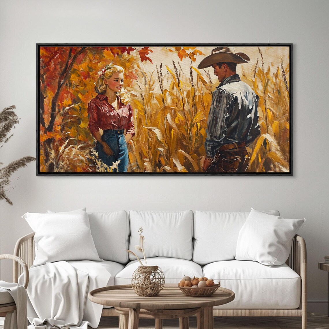 Cowboy Cowgirl Meeting In A Golden Autumn Cornfield Romance Poster - Image 5