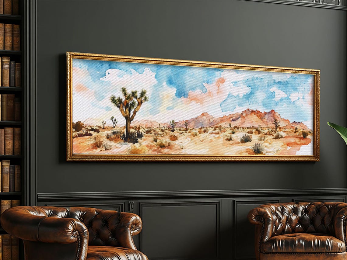 Desert Landscape Painting Print Pueblo Style Home Decor Southwestern Farmhouse Painting Of Joshua Tree California Minimalist Decor - Image 5
