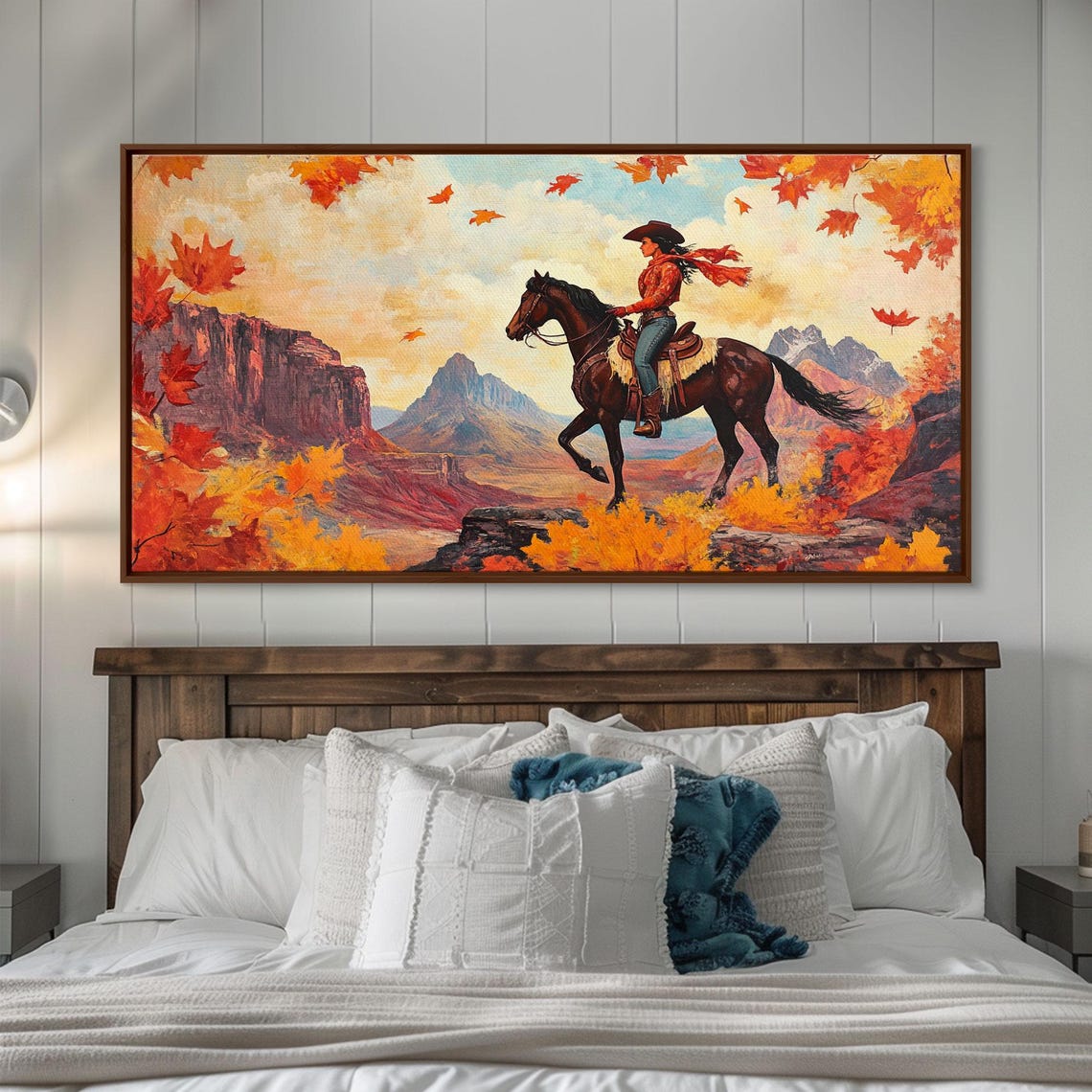Cowgirl Horse Rider In The Fall Framed Print Rustic Trendy Christmas Art Country Christmas Decor Farmhouse Christmas Wall Art - Image 6