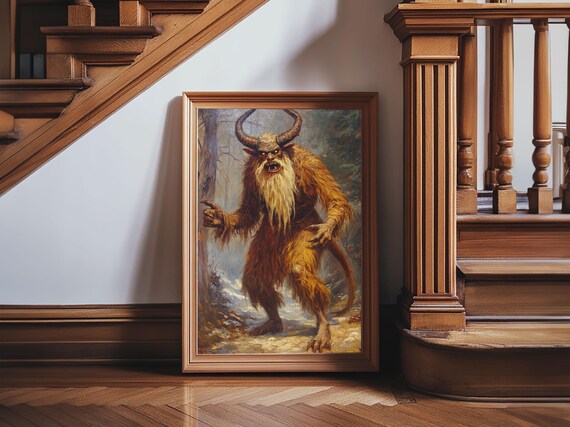Wendigo Horned Forest Beast Dark Macabre Gothic Cryptid Creature Art Poster