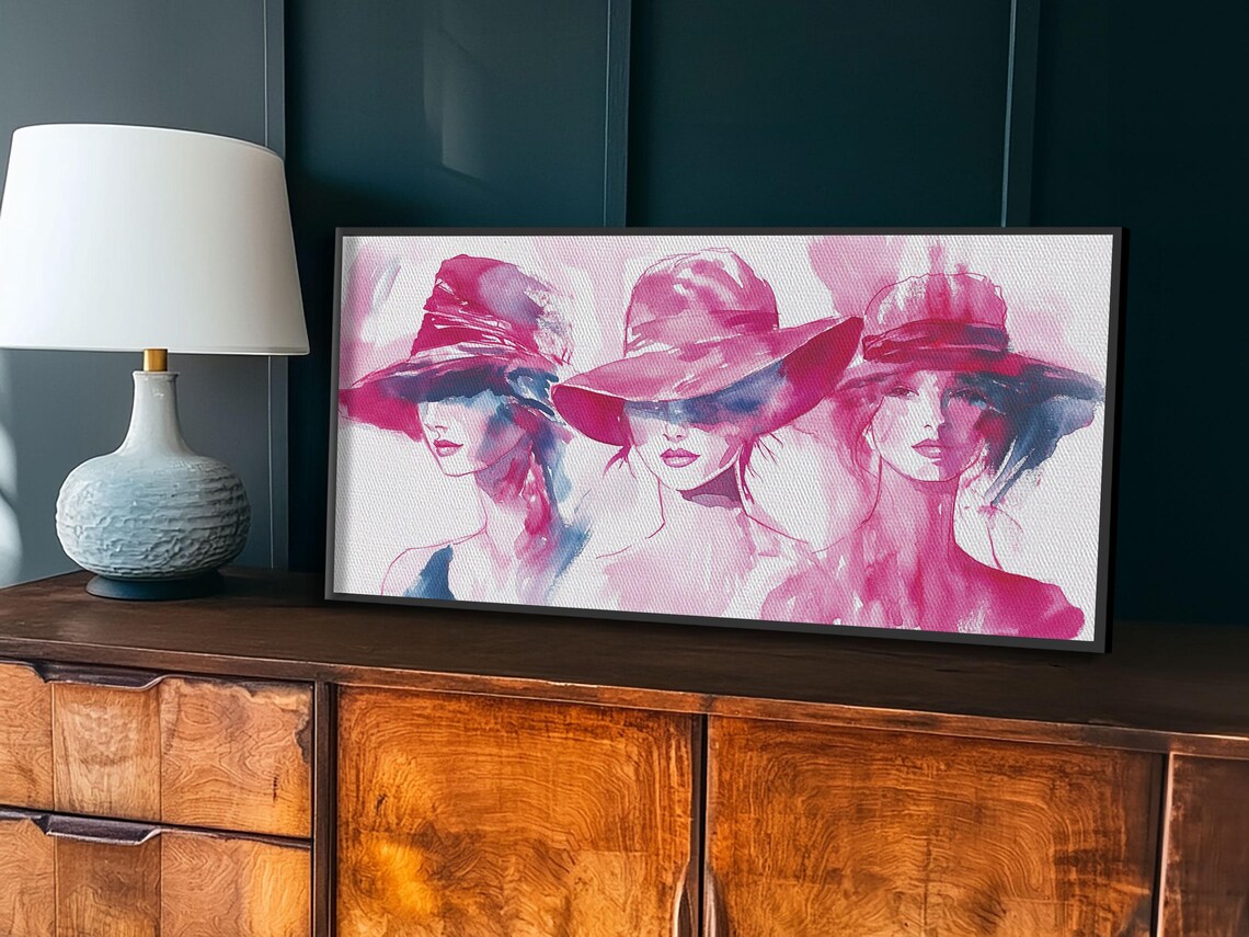 Pink Hat Ladies Watercolor Fashion Illustration Chic Women Poster - Image 4