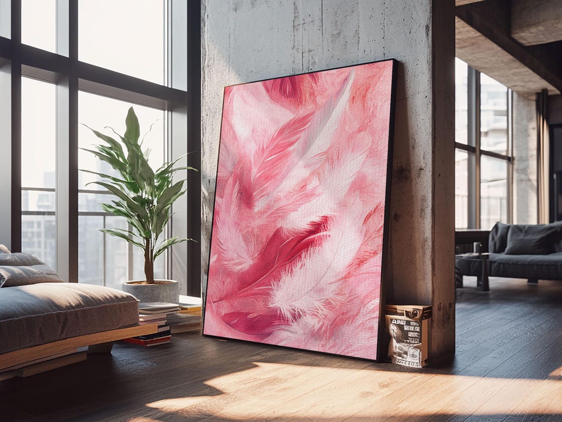 Soft Pink Feathers Watercolor Delicate Botanical Boho Wall Art Print - Image 5