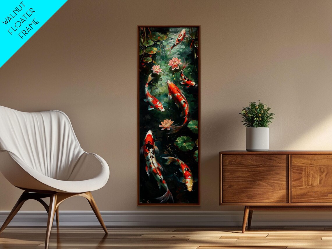 Koi Fish Pond Water Lilies Serene Garden Watercolor Art Print - Image 5