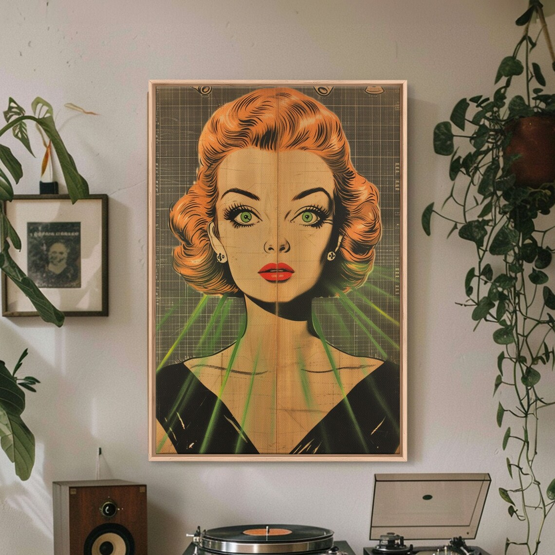Retro Pop Art Woman Portrait Red Hair Comic Style Vintage Wall Art - Image 4