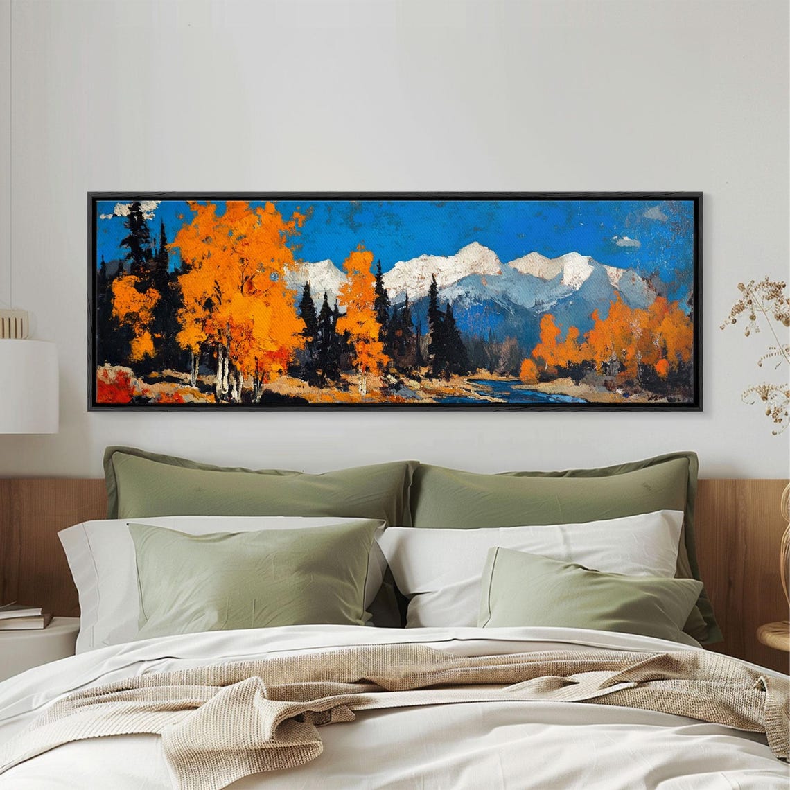 Autumn Birch Trees Mountain Lake Snow Peaks Fall Landscape Poster - Image 6