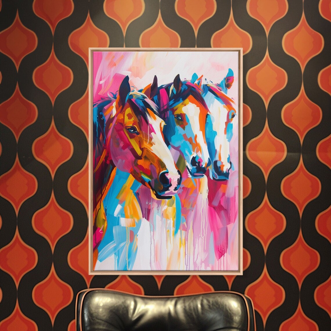 Three Horses in Vibrant Colors, Bold Art Print - Image 5