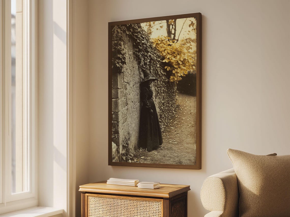 Witch By Ivy Wall Autumn Vintage Sepia Photo Style Gothic Art Poster - Image 3