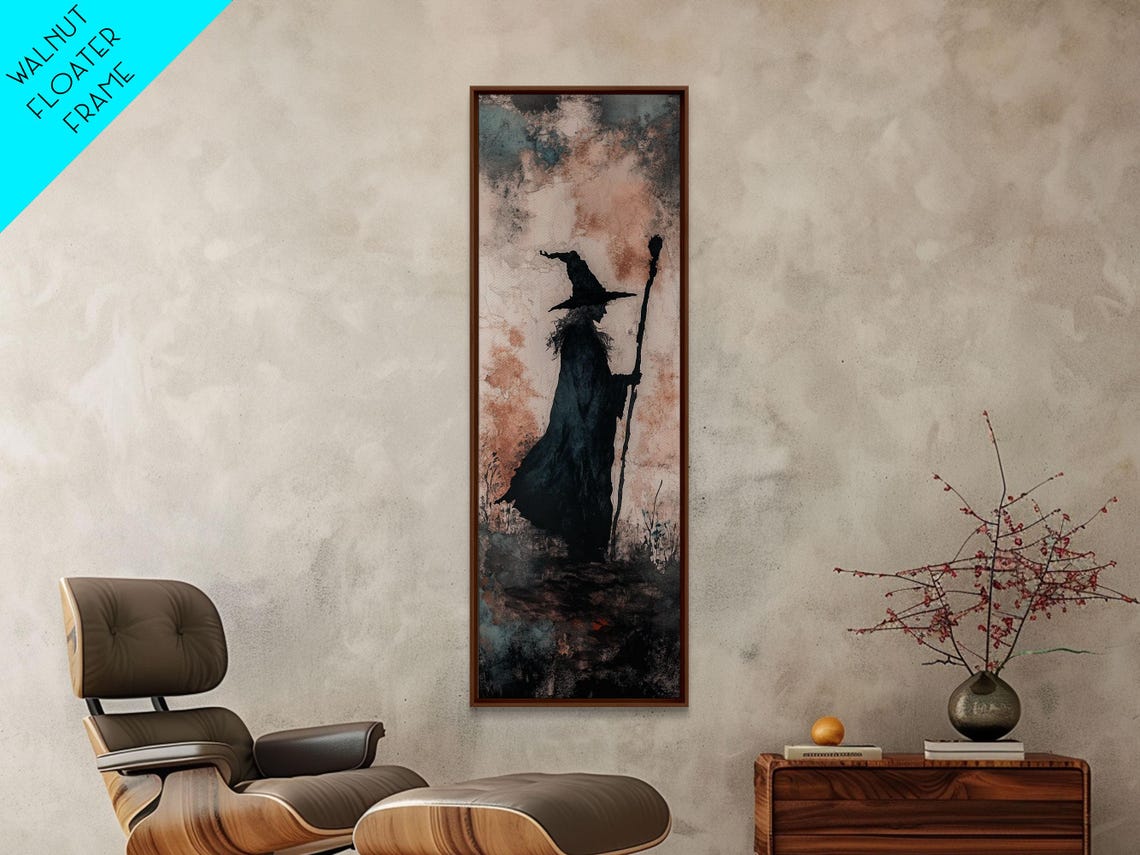 Mysterious Wizard Silhouette Twilight Mist Staff Fantasy Art Poster - Image 2