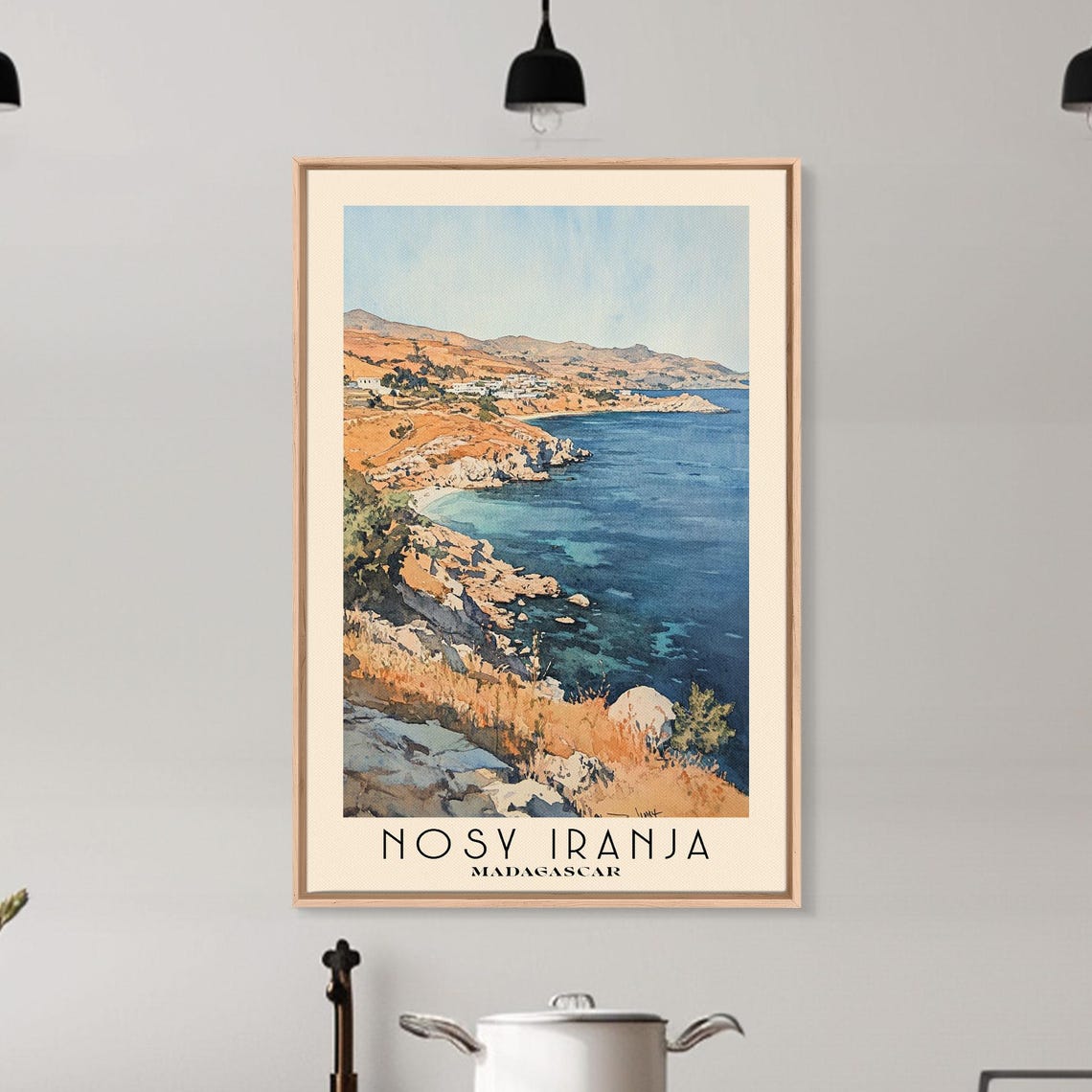 Nosy Iranja Madagascar Ochre Cliffs Turquoise Cove Watercolor Poster - Image 6