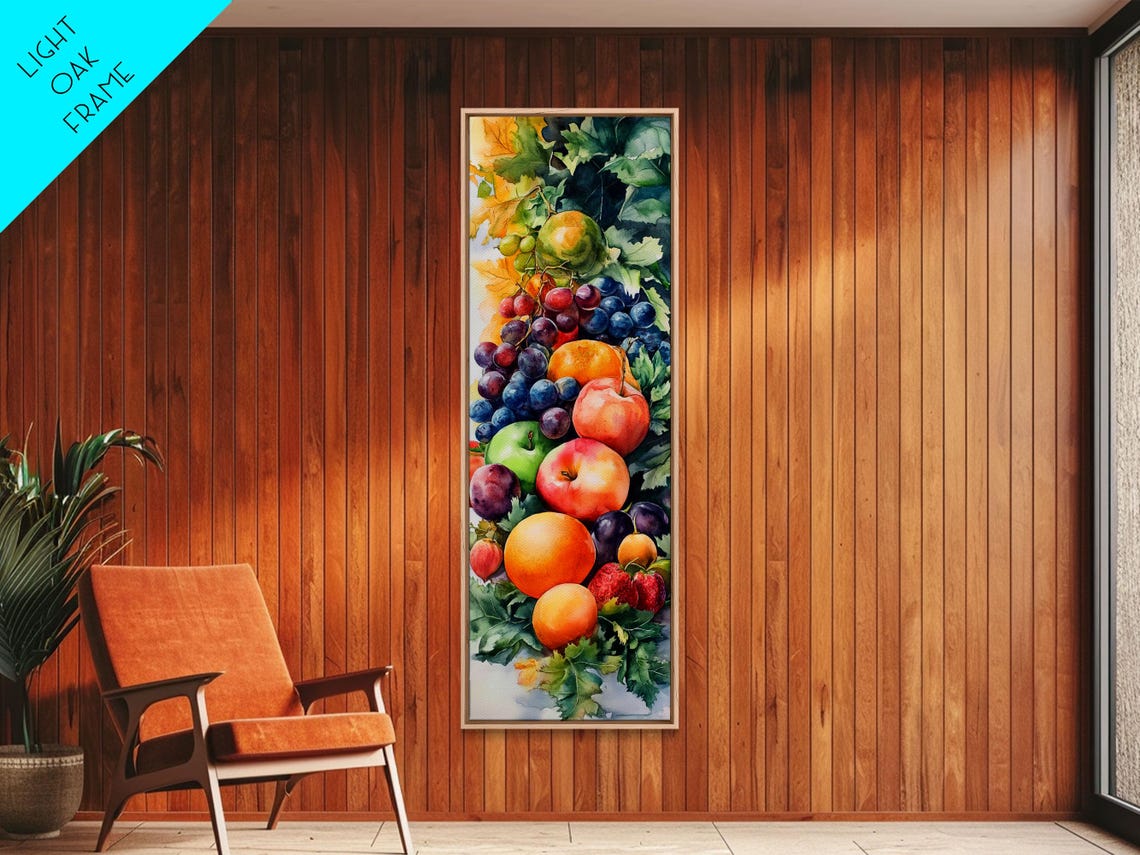Vibrant Autumn Fruit Still Life Watercolor Kitchen Decor Poster - Image 4