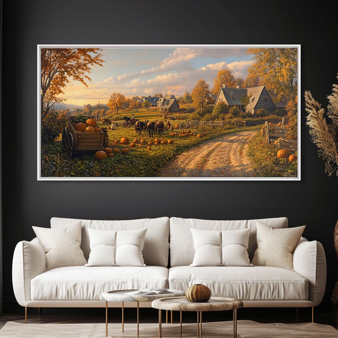 Autumn Pumpkin Harvest, Fall Country Farm Scene Art Print - Image 2