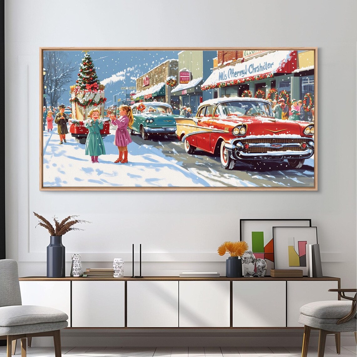 Christmas Parade Street, Retro Holiday Poster - Image 2