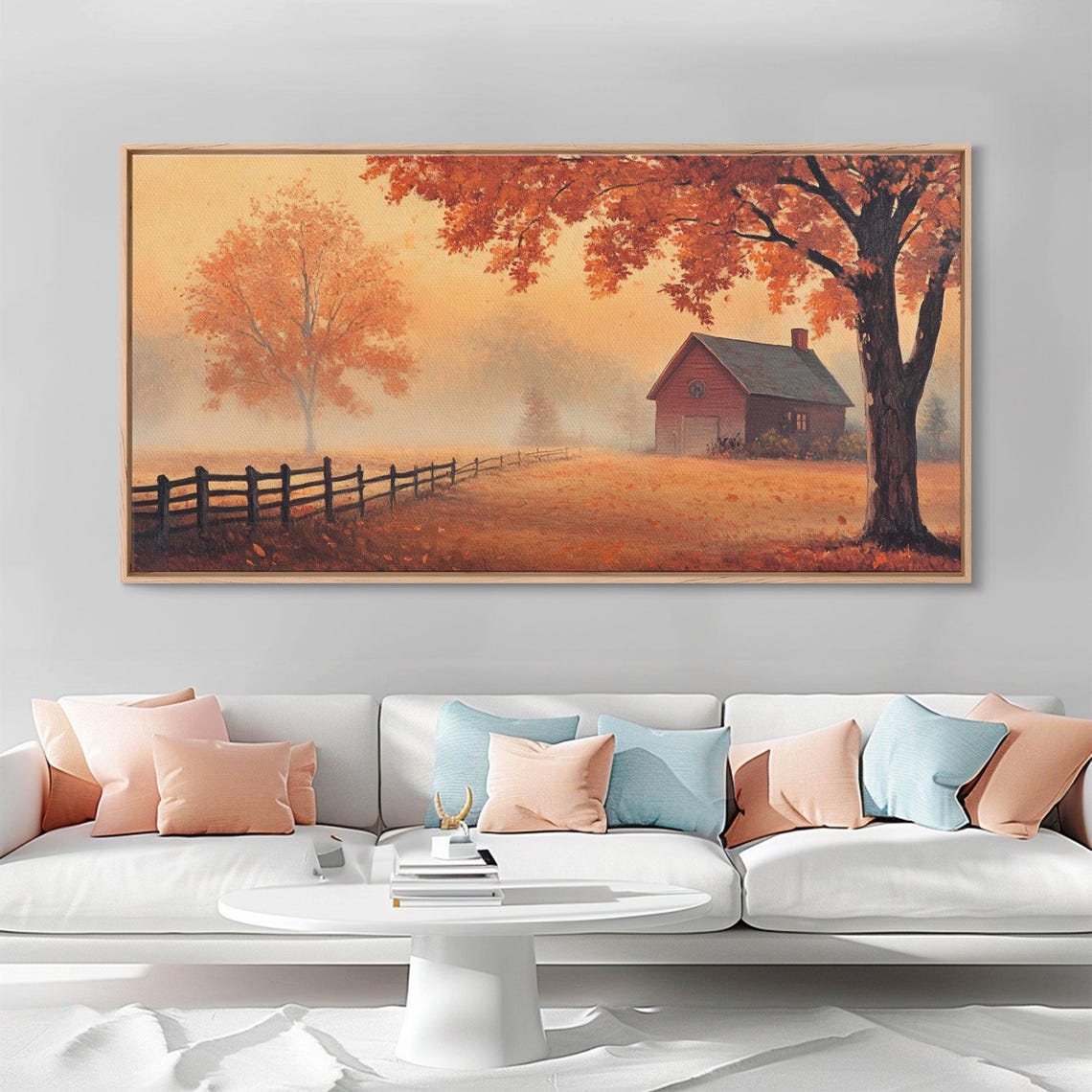 Rustic Red Barn Golden Autumn Field Wooden Fence Fall Poster - Image 3