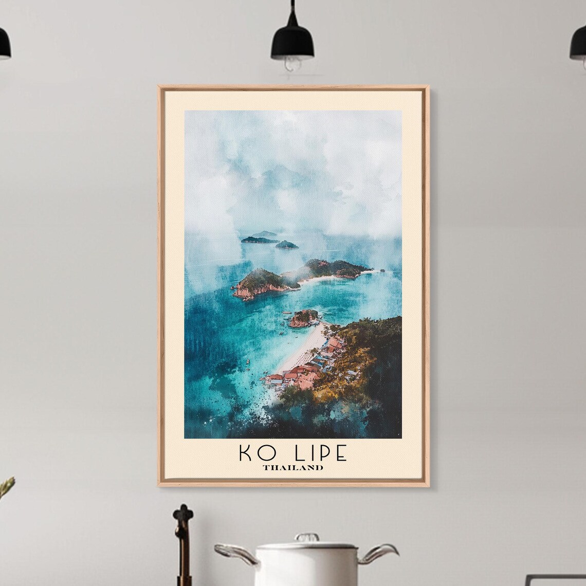 Ko Lipe Thailand Rocky Islets Turquoise Bay Misty Watercolor Art Poster - Image 6