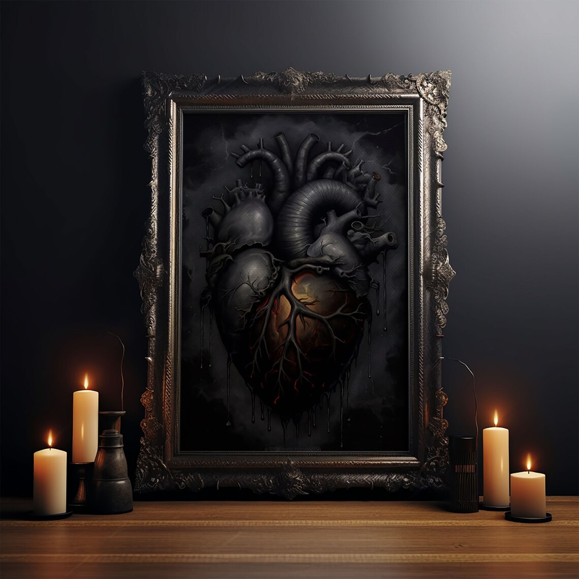Dark Heart Halloween Macabre Goth Decor Art Print - Image 3