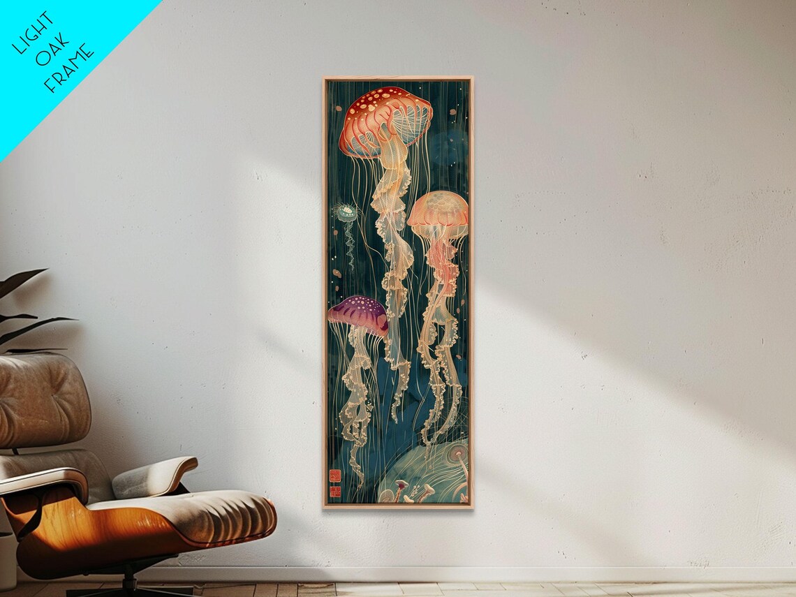Jellyfish Japanese Style Woodblock Wall Art Print - Image 4