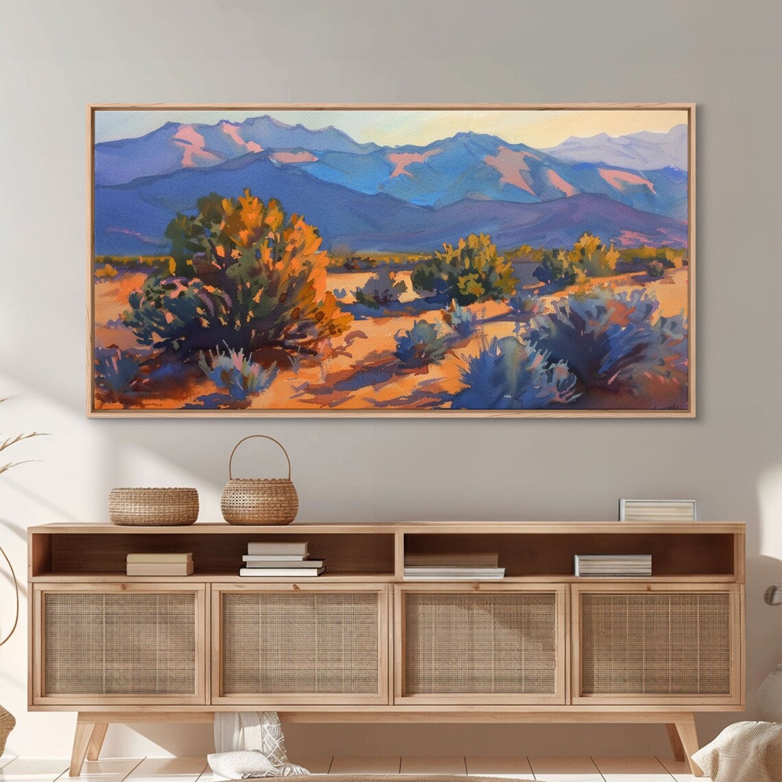 Serene Desert Landscape With Mountains Beautiful Living Room Art Framed Print Farmhouse Style Rustic Wall Decor - Image 4