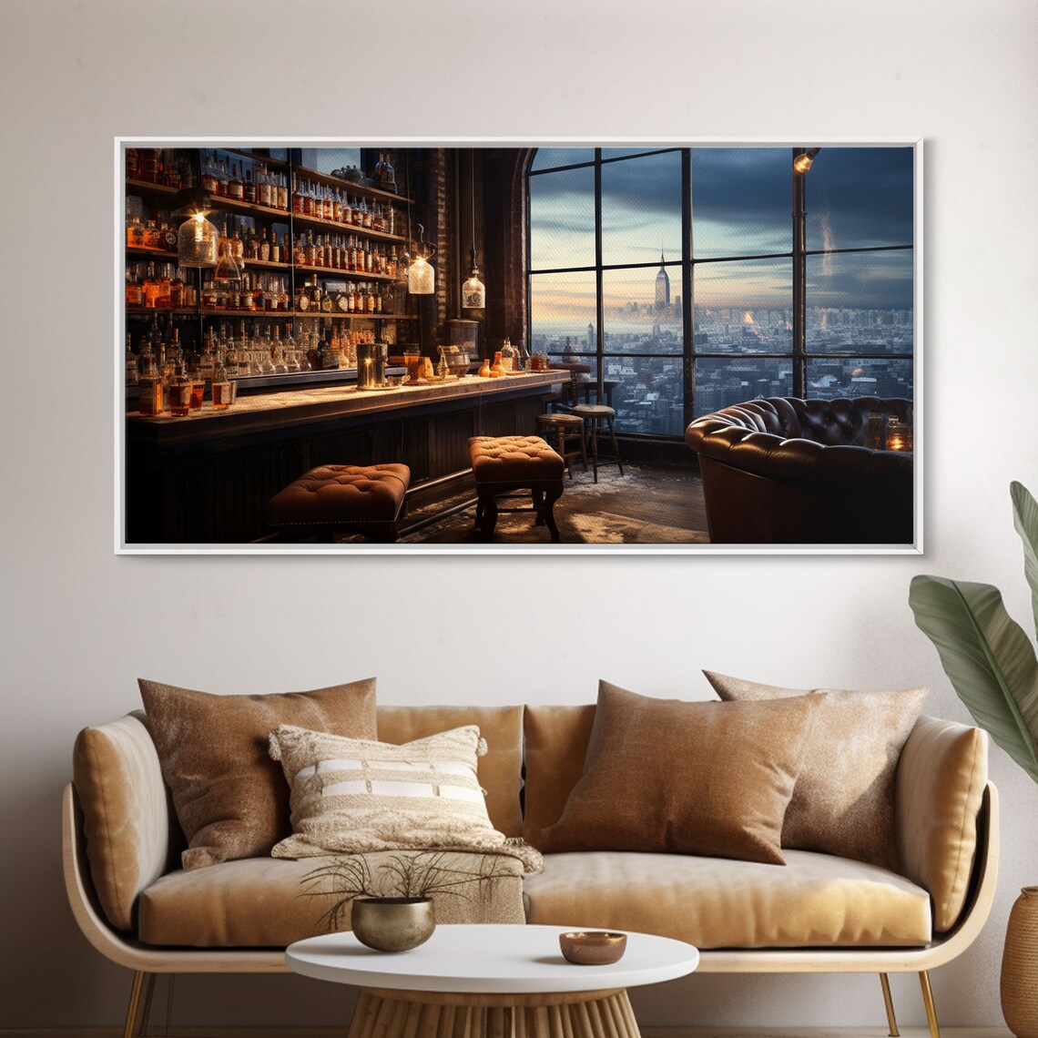 Vintage Winter Bar Overlooking The City, Art Print - Image 5