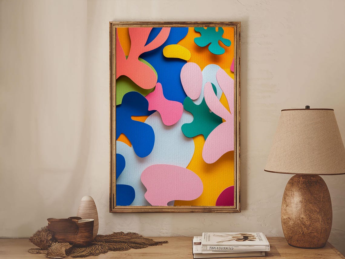 Bold Organic Shapes Paper Cut Colorful Modern Abstract Boho Wall Art - Image 4