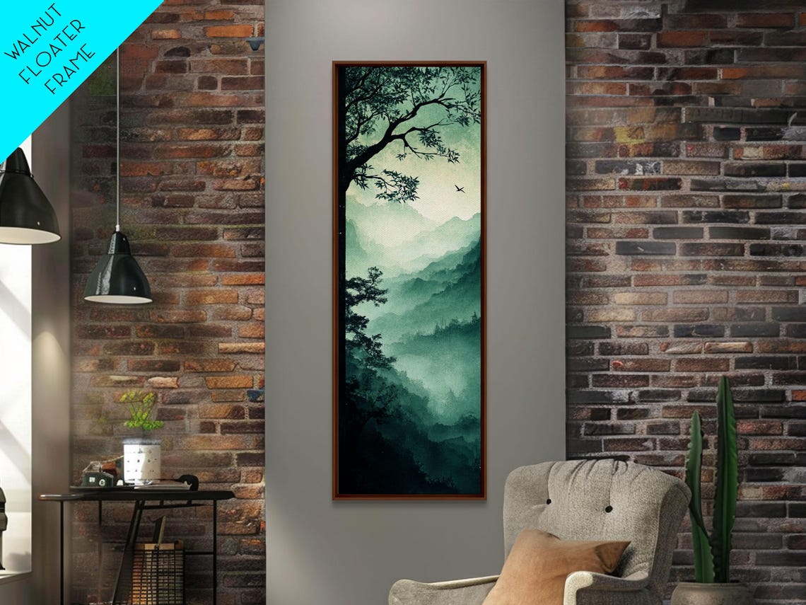 Misty Green Forest Mountain Panorama Zen Nature Scene Poster - Image 5