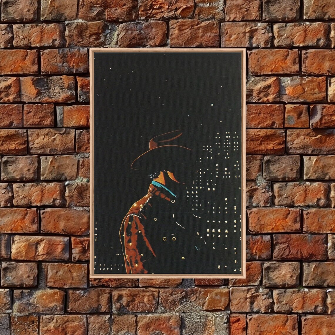 Cowboy Silhouette Against City Lights At Night Urban Western Poster - Image 5