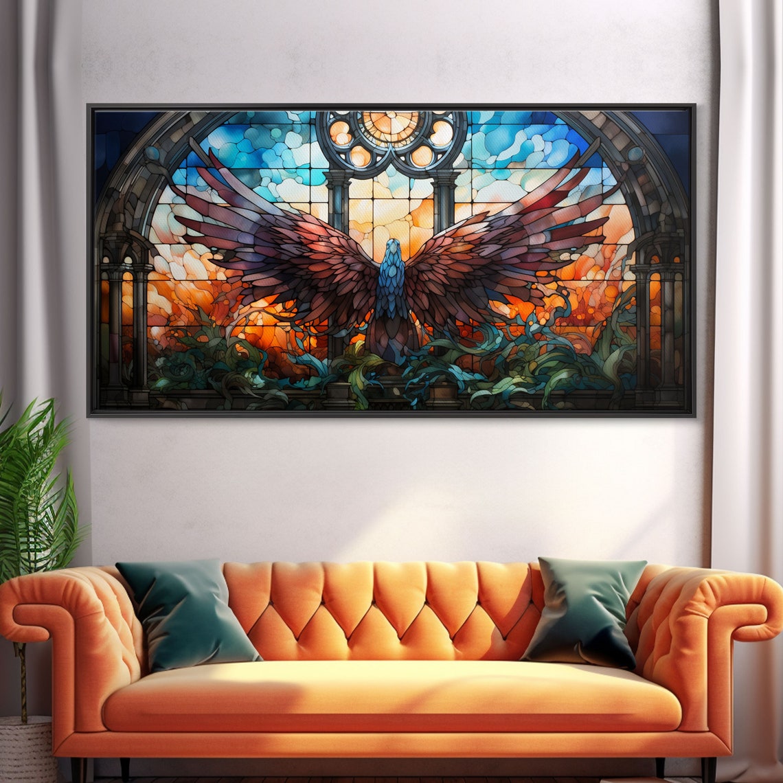 Stained Glass Phoenix Wings Cathedral Window Dramatic Art Poster - Image 5