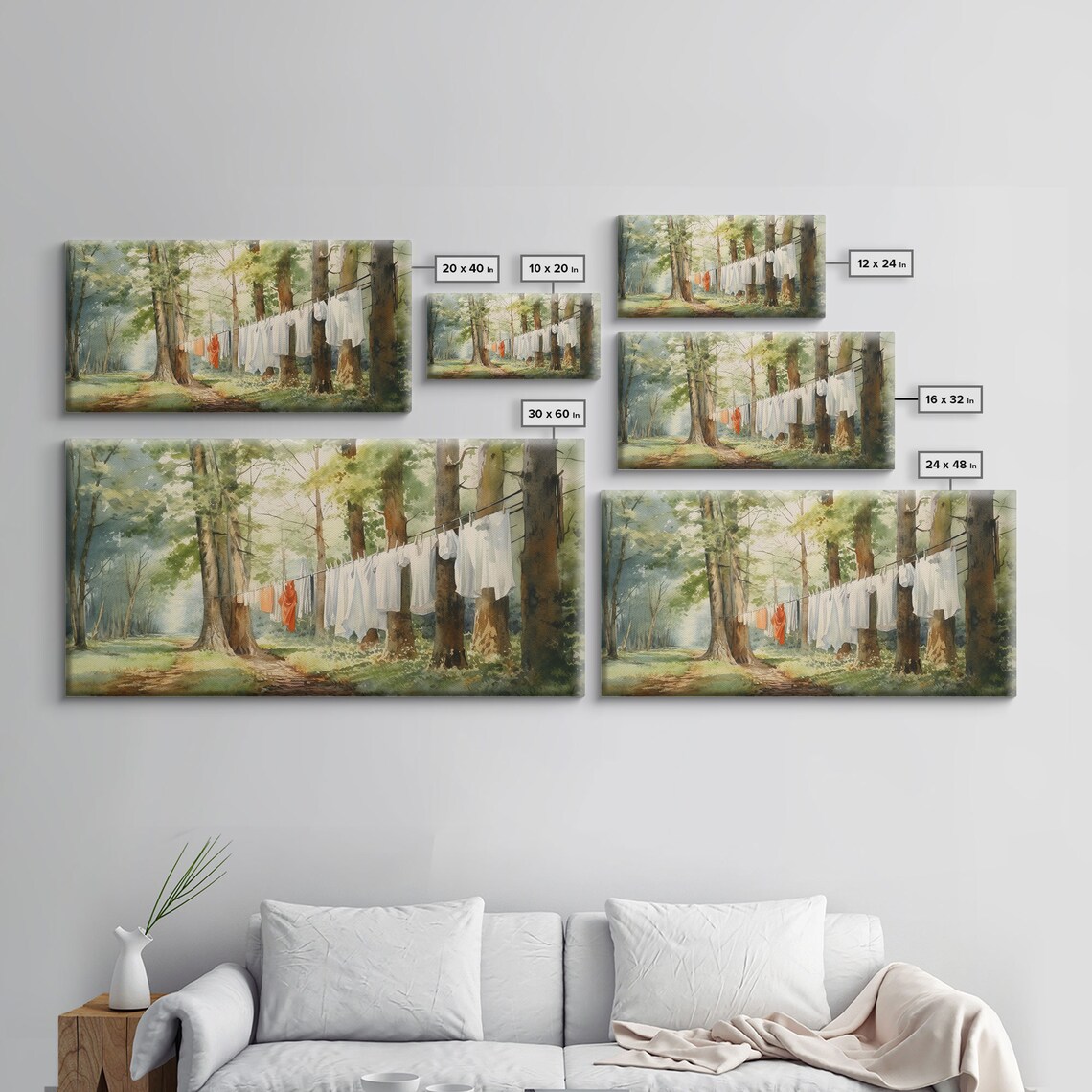 Watercolor Laundry in Woods, Forest Wall Art Print - Image 2