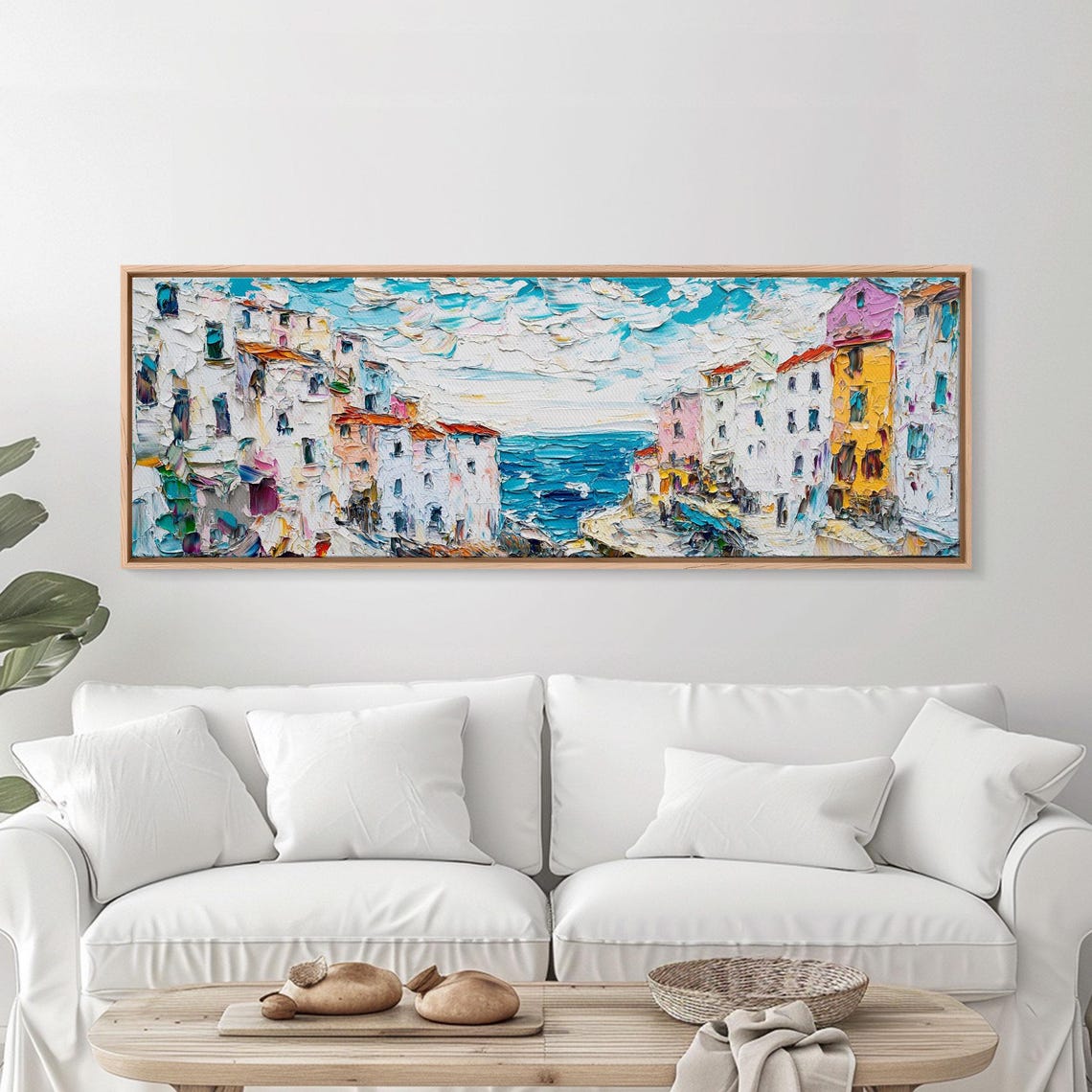 Italian Seaside Town Impasto Pastel Coastline Panoramic Travel Poster - Image 4