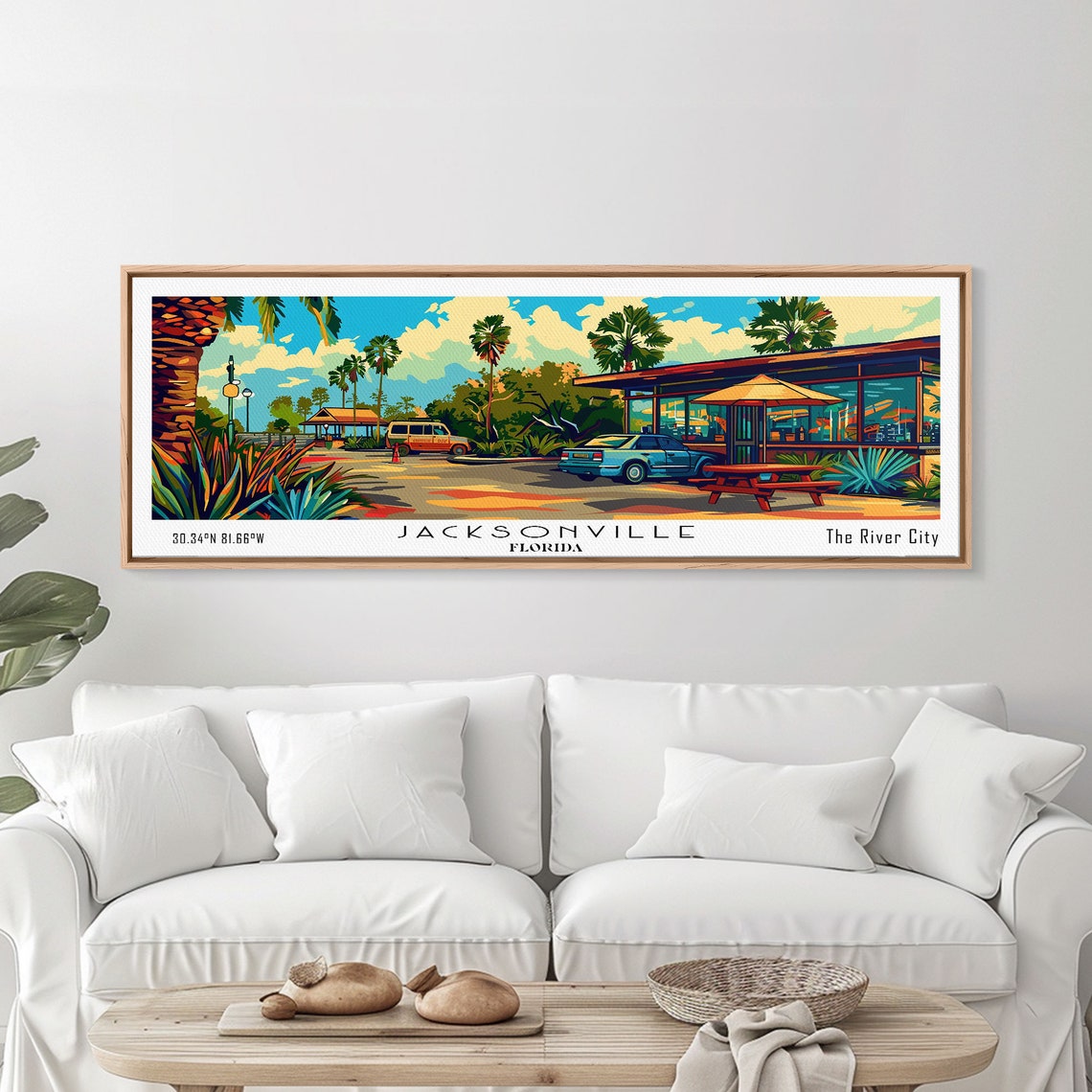 Jacksonville Florida Retro Cafe Palm Trees Vintage Cars Travel Poster - Image 6