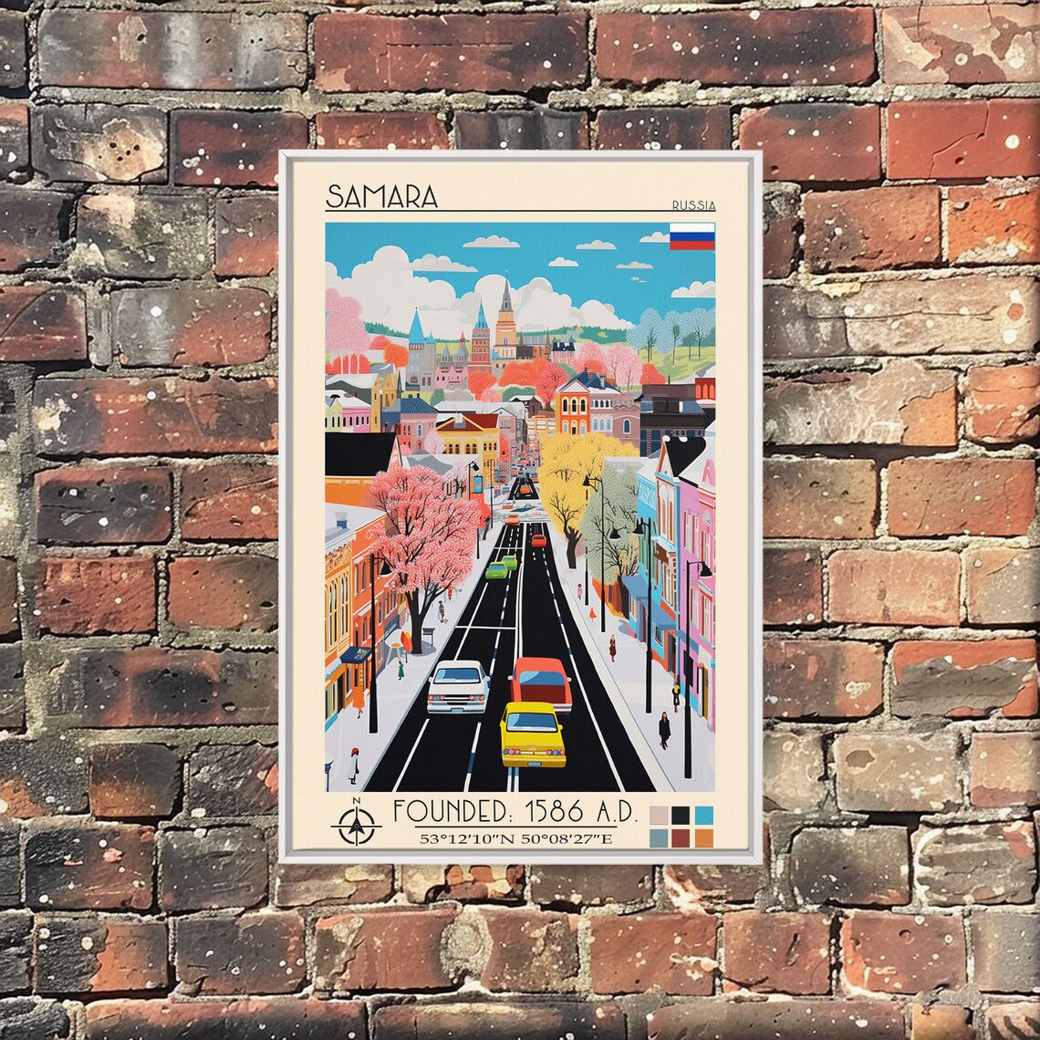 Samara Russia Old Town Colorful Street View Skyline Travel Poster - Image 4