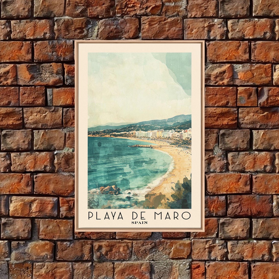 Playa De Maro Spain Teal Bay Curve Golden Sand Rocky Point Poster - Image 4